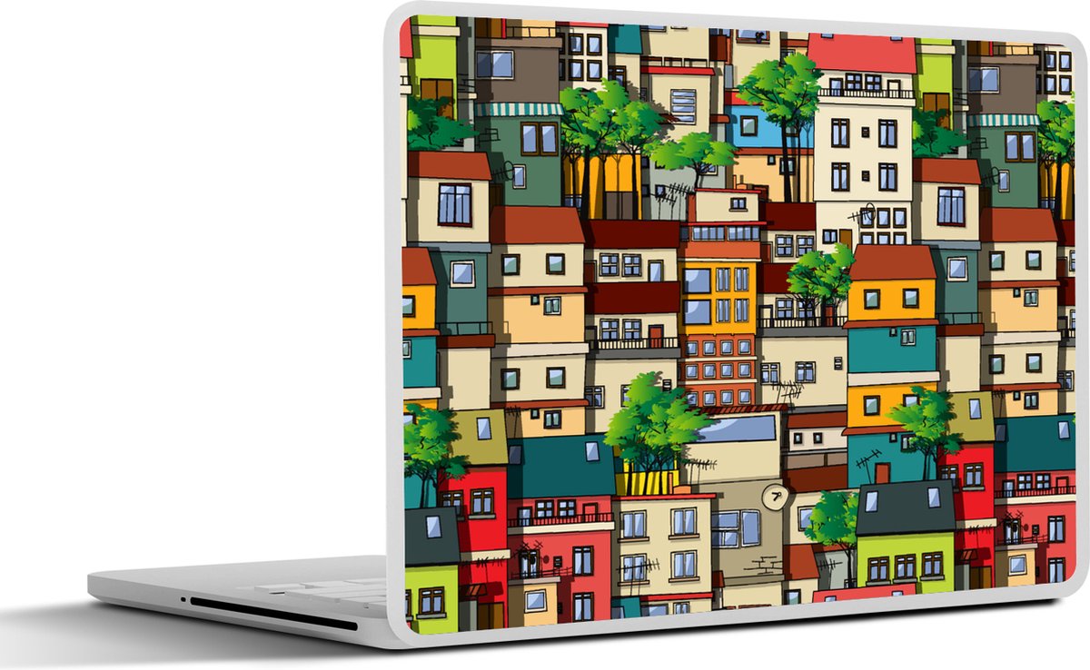 Laptop sticker - 10.1 inch - Patronen - Huis - Boom - Jongens - Kinderen - Kids - 25x18cm - Laptopstickers - Laptop skin - Cover