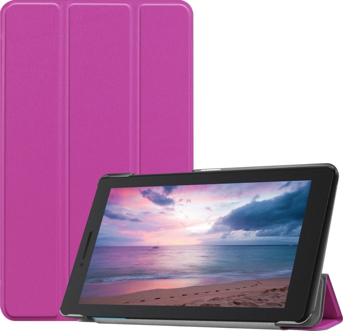Mobigear Tablethoes geschikt voor Lenovo Tab E8 Hoes | Mobigear Tri-Fold Bookcase - Paars