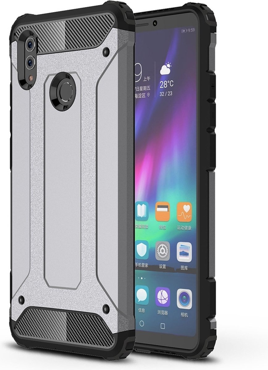 Mobigear Hoesje geschikt voor HONOR Note 10 Telefoonhoesje Hardcase | Mobigear Outdoor Backcover Shockproof | Schokbestendig Note 10 Telefoonhoesje | Anti Shock Proof - Grijs