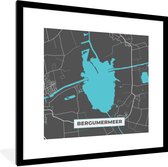 Cadre photo avec affiche - Plan de la ville - Water - Frise - Carte - Carte - Bergumermeer - 40x40 cm - Cadre pour affiche