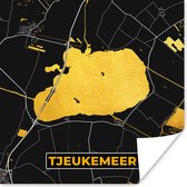 Poster Kaart - Plattegrond - Stadskaart - Nederland - Tjeukemeer - 75x75 cm