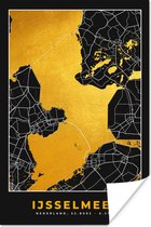 Poster Kaart - Plattegrond - Stadskaart - Nederland - Goud - IJsselmeer - 120x180 cm XXL