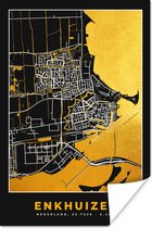Poster Plattegrond - Enkhuizen - Kaart - Stadskaart - Goud - 60x90 cm