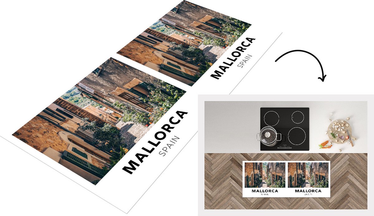 KitchenYeah Keukenloper - Loper keuken - Spanje - Mallorca - Weg - 120x50 cm - Keukenloper vinyl Multicolor