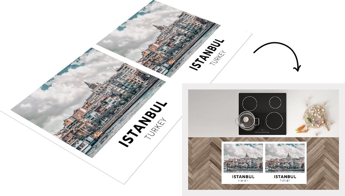 KitchenYeah Keukenloper - Loper keuken - Turkije - Istanbul - Architectuur - 120x60 cm - Keukenloper vinyl Multicolor