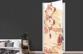 Deursticker een varken met twee biggetjes - 95x235 cm - Deurposter