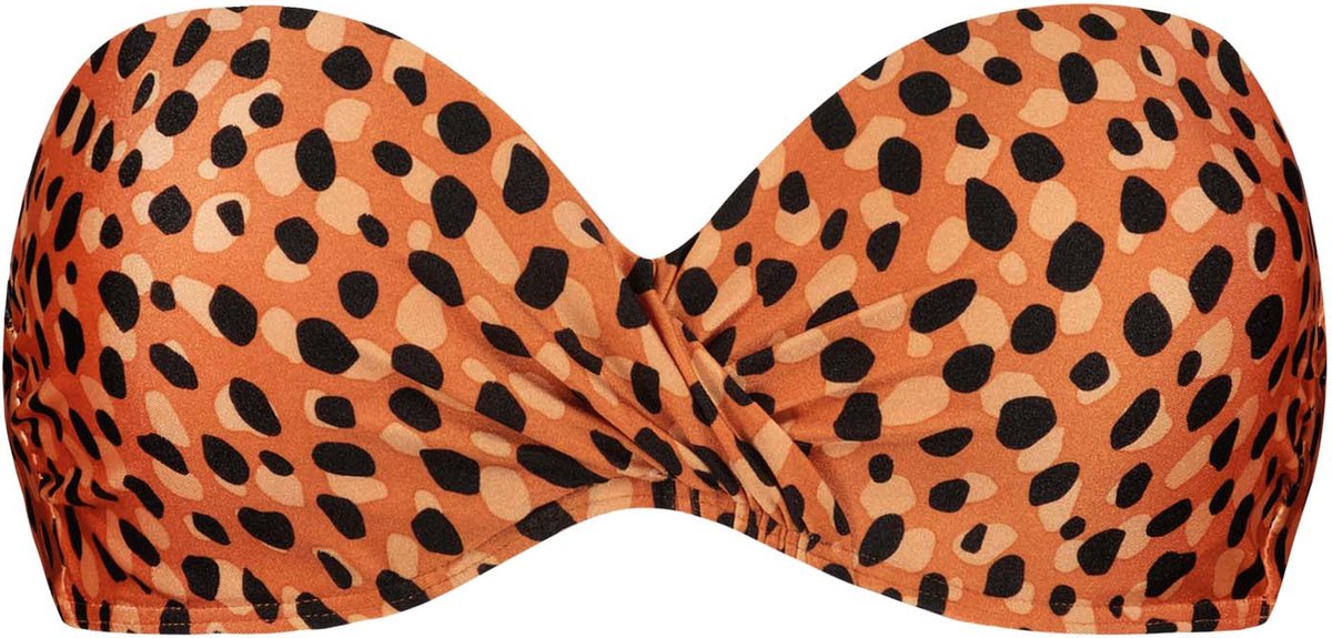 BEACH LIFE - leopard spots bandeau bikinitop - Oranje - Zwart — afbeelding 2