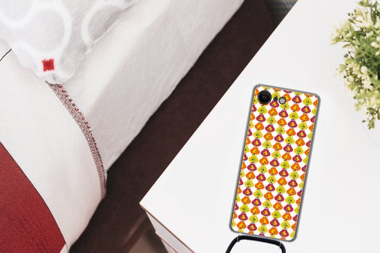 Coque avec cordon Adapté pour iPhone 8 - Rétro - Design - Poire - Fruit - Siliconen - Bandoulière - Coque arrière avec cordon - Coque téléphone avec cordon - Coque avec cordon