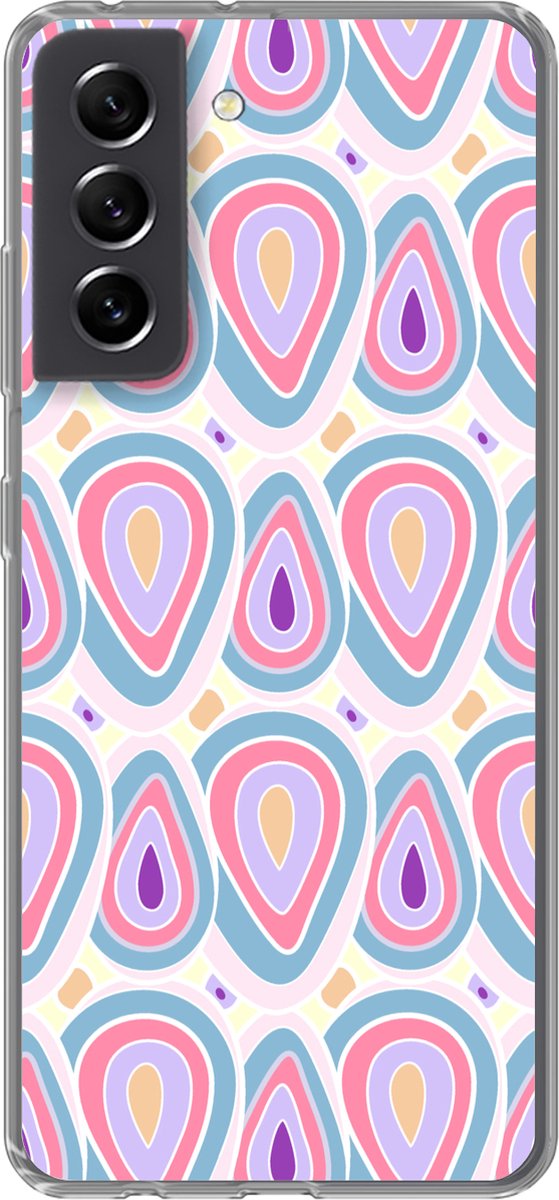 Telefoonhoesje Geschikt voor Samsung Galaxy S21 FE hoesje - Patroon - Agaat - Retro - Paars - Siliconen Telefoonhoesje Telefoonhoesje