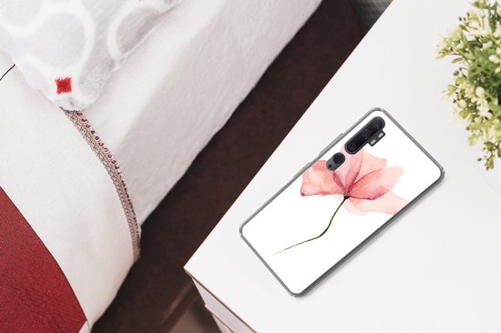 Telefoonhoesje Geschikt voor Xiaomi Mi Note 10 hoesje - Bloemen - Waterverf - Roze - Siliconen Telefoonhoesje Telefoonhoesje