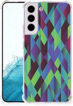 TPU Silicone Hoesje Geschikt voor Samsung Galaxy S22 Plus Telefoonhoesje met doorzichtige rand Abstract Groen Blauw