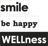 Labels Smile, be happy, WELLness