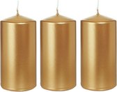 4x Gouden cilinderkaars/stompkaars 6 x 12 cm 40 branduren - Geurloze goud-kleurige kaarsen
