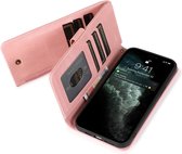 Mobiq - Zacht Leren iPhone 13 Pro Wallet Hoesje - roze