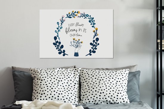 Peinture sur toile Chaque fleur fleurit en son temps - Proverbes - Citations - 60x40 cm - Décoration murale