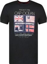 T-shirt Ronde Hals Zwart Cap Ocean Print Geographical Norway - XXL