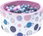 Ballenbak - stevige ballenbad -90 x 40 cm - 400 ballen Ø 7 cm - roze, wit, grijs en lichtblauw