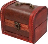 Houten opbergkistje roodbruin15 cm - Sieraden kistje/doosje vintage