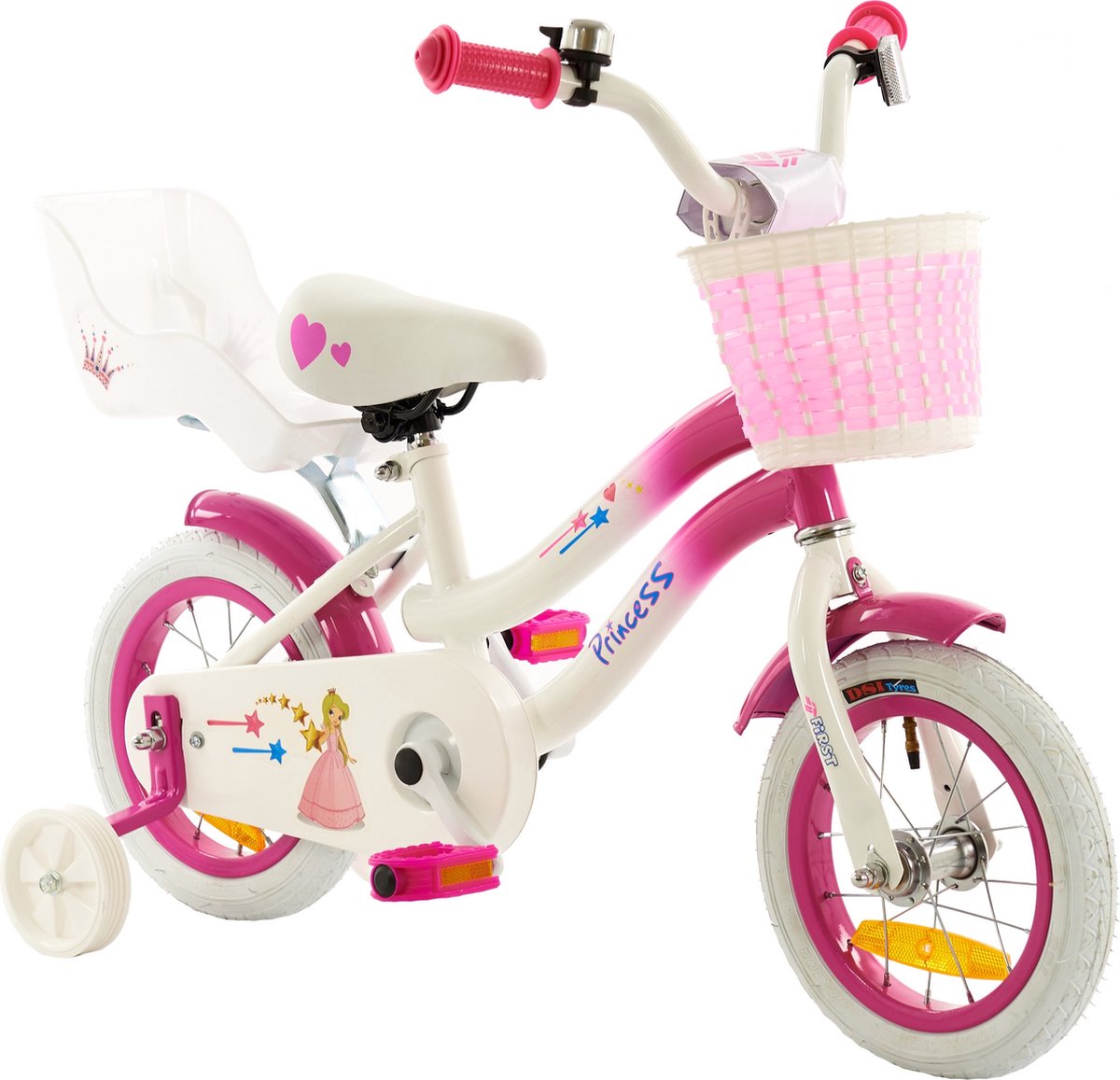2Cycle Princess Kinderfiets -12 inch - Poppenzitje- Roze - Meisjesfiets - 2Cycle