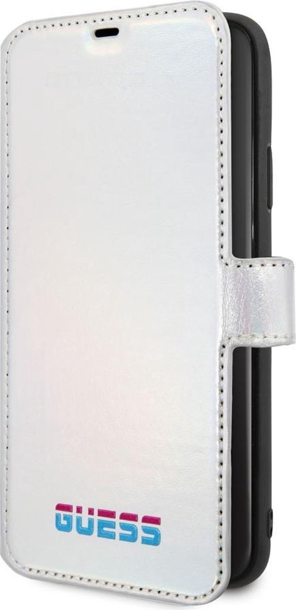 iPhone 11 Pro Max Bookcase hoesje - Guess - Effen Zilver - Kunstleer