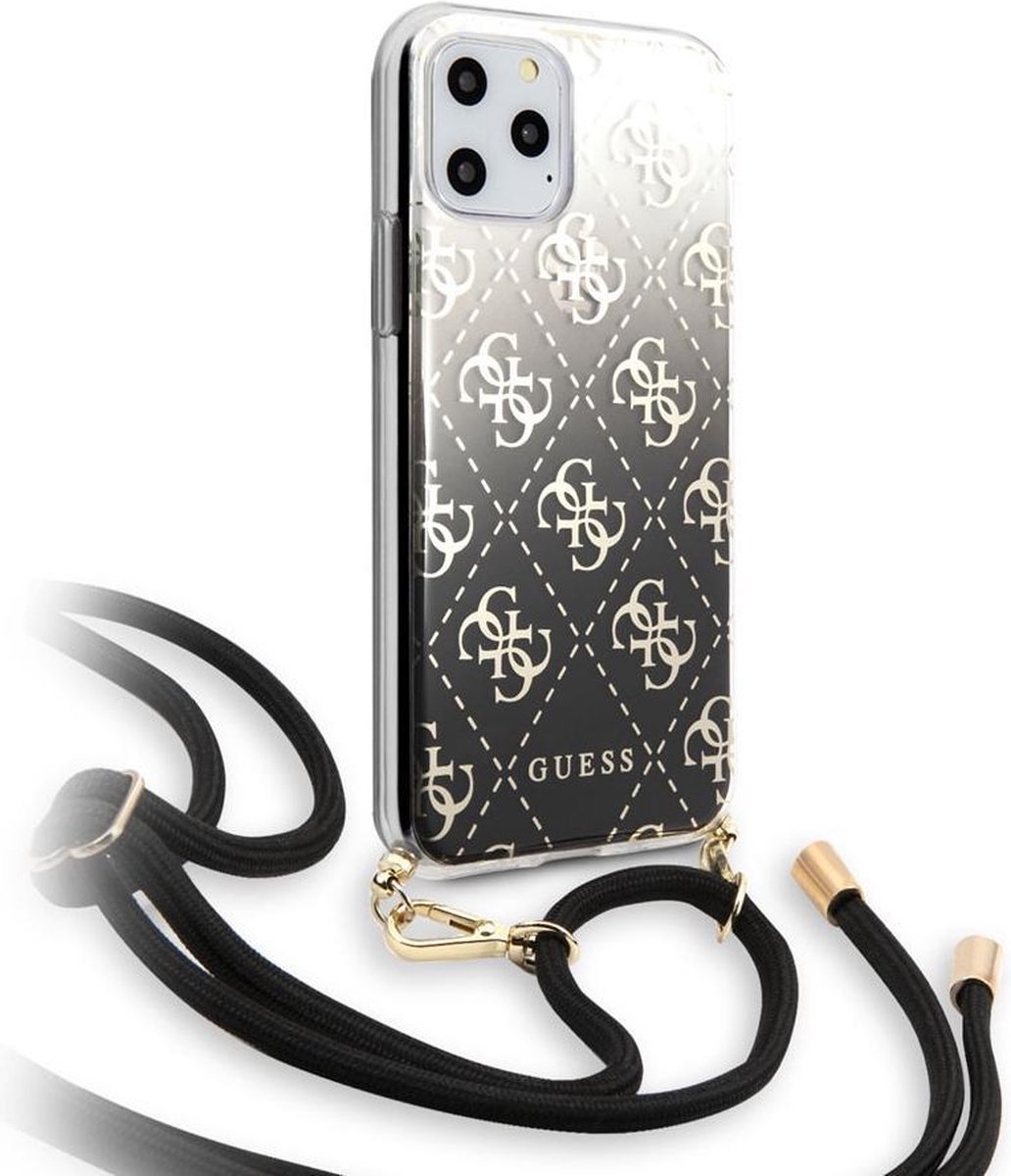 iPhone 11 Pro Backcase hoesje - Guess - Effen Zwart - TPU (Zacht)