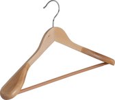 De Kledinghanger Gigant - 8 x Mantel / kostuumhanger lotushout naturel gelakt met schouderverbreding en anti-slip broeklat, 45 cm