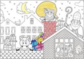 18x Papieren Sinterklaas kleurplaat placemats voor bedrijven / scholen / evenementen / kinderopvang