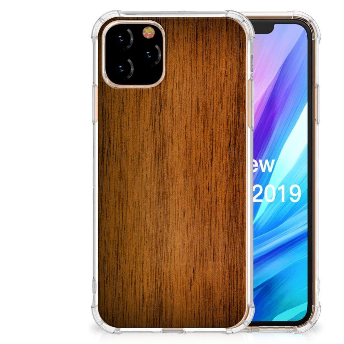 Apple iPhone 11 Pro Stevig Telefoonhoesje Donker Hout