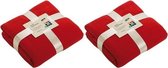 2x Fleece dekens/plaids rood 130 x 170 cm - Woondeken - Fleecedekens