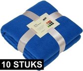 10x Fleece dekens/plaids kobaltblauw 130 x 170 cm -  Woondeken - Fleecedekens