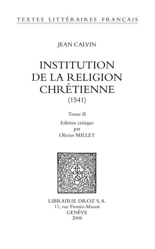 Textes Littéraires Français - Institution de la religion c ... - cover