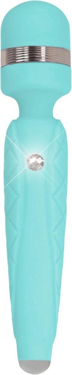 Pillow Talk – ‘Cheeky’ Luxe Wand Massager met Fluweelzachte Uitstraling en Swarovski Steen voor Elegant Vrouwelijk Plezier – Mint Groen