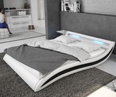 Bed Adonia wit zwart 140x200 cm met LED verlichting gestoffeerd bed