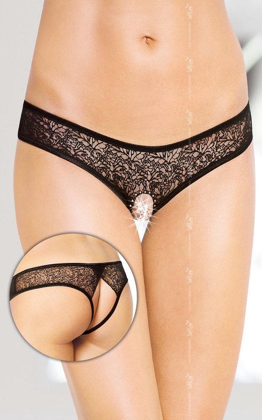 binding voor het geval dat Contour Softline - Dames Lingerie - Sexy Kanten String met Open Kruis en Open  Achterkant -... | bol.com