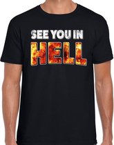 Halloween Halloween see you in hell / zie je in hel verkleed t-shirt zwart voor heren - horror shirt / kleding / kostuum XXL