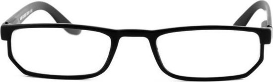 Lunettes noires rectangulaires avec monture mate.