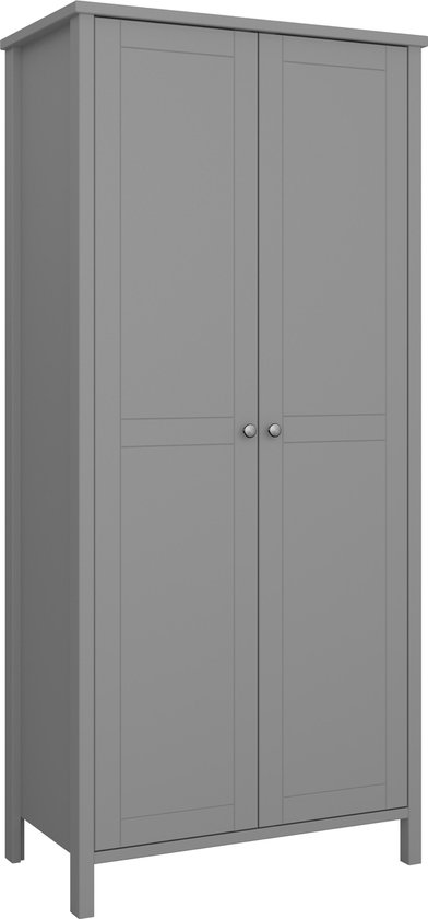 bol.com | Trone kledingkast 2 deuren, grijs gelakt.