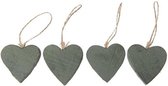 Decoratiehangers - Heart Wood 7x7cm 10pc Green