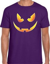 Halloween Scary face verkleed t-shirt paars voor heren 2XL