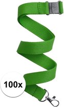 100x Groen keycord/lanyard met karabijnhaak sleutelhanger 50 cm - Polyester keycords/sleutelkoord