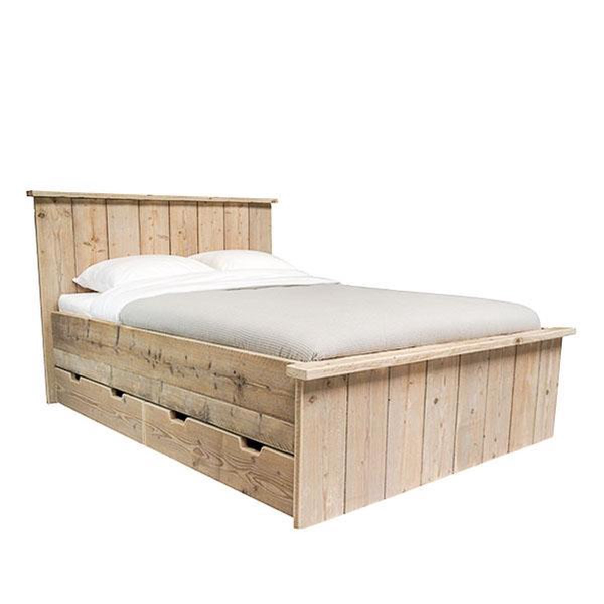 Verduisteren Nog steeds kleermaker Livengo steigerhouten bed met lades Multi 140 cm x 200 cm | bol.com