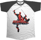 Marvel Deadpool Heren Tshirt -L- Logo Jump Wit/Zwart