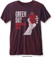 Green Day Heren Tshirt -M- American Idiot Vintage Rood/Bordeaux rood