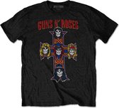 Guns N' Roses Heren Tshirt -S- Vintage Cross Zwart