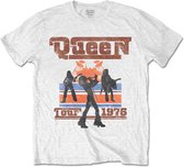 Queen Heren Tshirt -M- 1976 Tour Silhouettes Wit