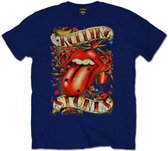 The Rolling Stones Heren Tshirt -L- Tongue & Stars Blauw
