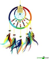 Dromenvanger Regenboog Met Houten Kralen - Rainbow - 16CM Diameter - 40CM Lengte