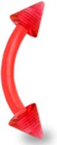 Wenkbrauwpiercing flexibel UV spikes rood