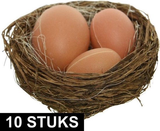 Bestuiver Assortiment Ontwijken 10x Nestjes met kippeneieren naturel/bruin 10 cm decoratie - Pasen... |  bol.com
