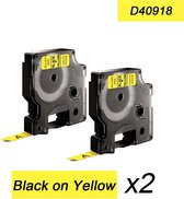 2x Compatible voor Dymo 45018 Standard Label Tape - Zwart op Geel - 12mm